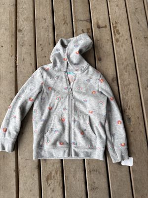 Gray Rainbow Print Hoodie
