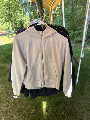 Beige Zip-Up Hoodie