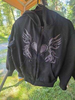 Black Rhinestone Wings Hoodie