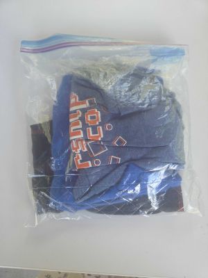 Blue Graphic T-Shirt, and Black Shorts