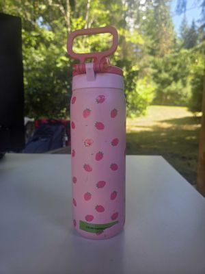 Pink Strawberry Water Bottle