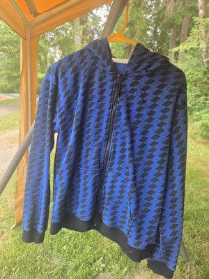 Blue Geometric Zip Hoodie