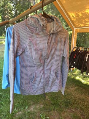 Gray Striped Zip-Up Hoodie