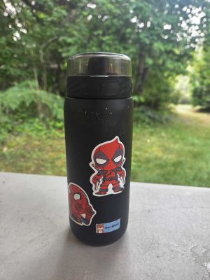 Black Deadpool Sticker Water Bottle