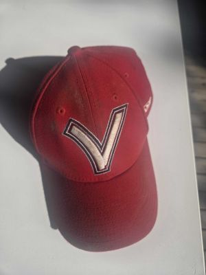 Red Baseball Cap with V Logo