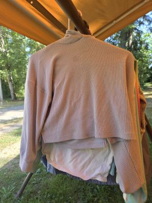 Pink Cropped Ribbed Sweater