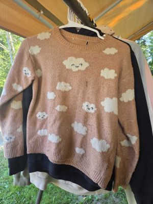 Pink Cloud Print Sweater