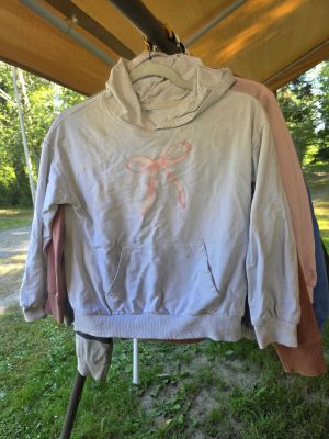 Tan Hoodie with Pink Bow