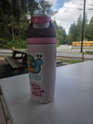 Pink Snail Sticker Water Bottle