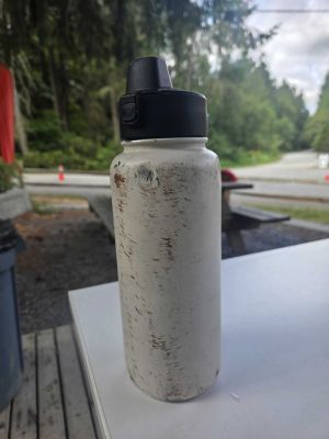 White Water Bottle with Black Cap