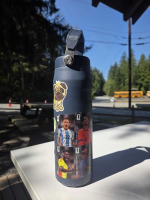 Navy Water Bottle with Stickers