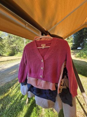 Pink Knit Cardigan Sweater