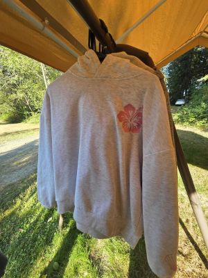 Gray Hibiscus Flower Hoodie