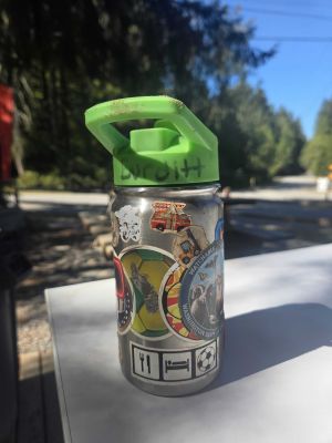 Silver Water Bottle with Stickers