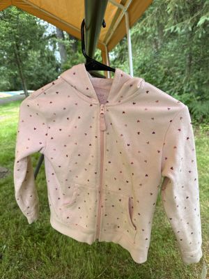 Pink Heart Print Hoodie