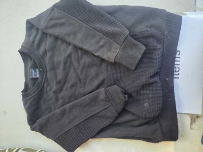 Black Waffle-Knit Sweatshirt