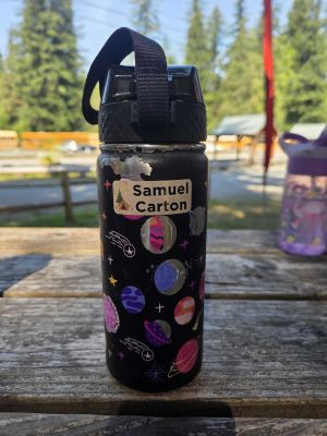 Black Space-Print Water Bottle