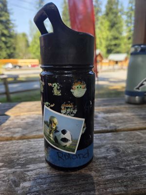 Black Water Bottle with Stickers