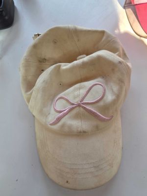 Cream Baseball Cap with Bow