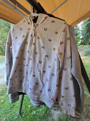Gray Rainbow Print Hoodie