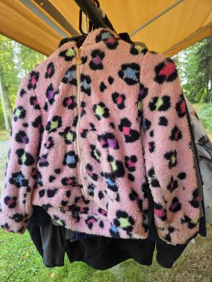 Pink Leopard Print Fleece Jacket